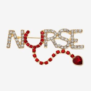 86. Monet Jewelry Nurse Red Glass Pin